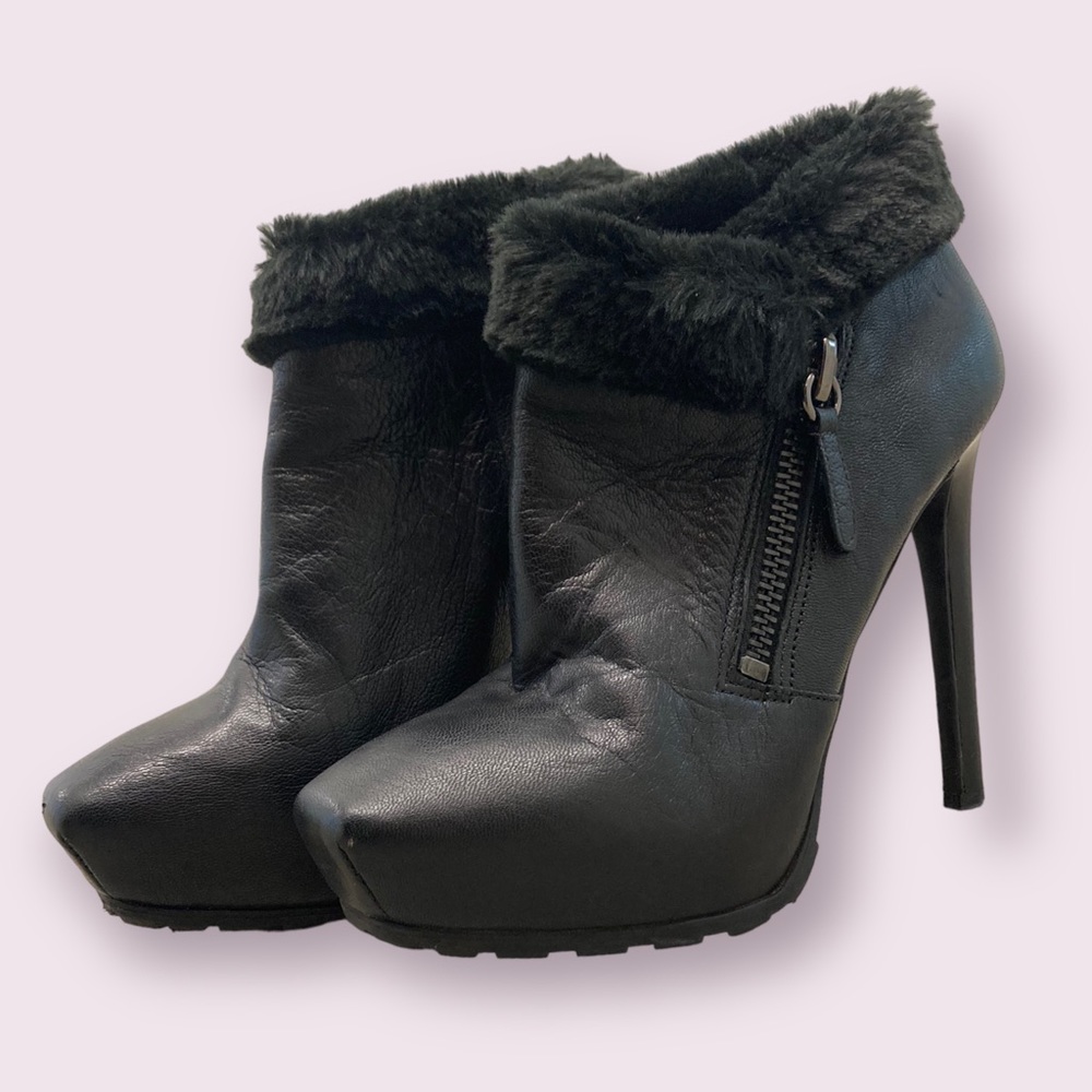 Guess Leather Faux Fir Booties